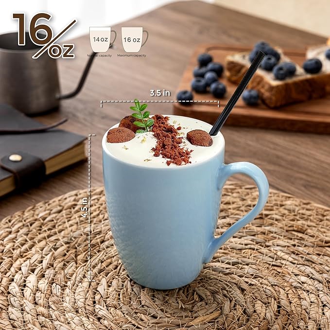 GBHOME 16oz Coffee Mugs Set of 6, Large Ceramic Coffee Mugs for Man, Woman, Dad, Mom, Modern Coffee Mugs Set with handle for Tea/Latte/Cappuccino/Milk/Cocoa. Dishwasher&Microwave Safe,MultiColor-HomvellaHome