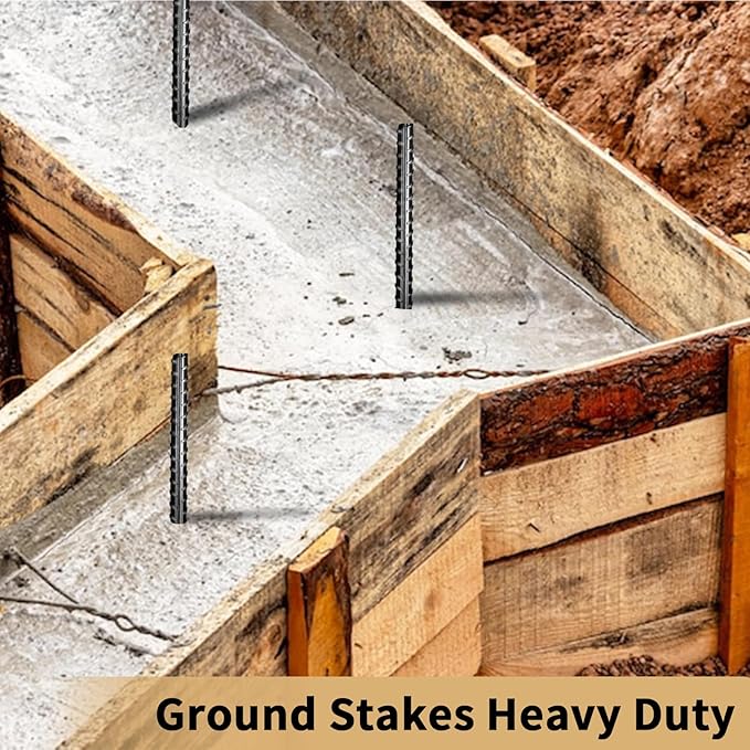 16 inches Rebar Stakes 18-Pack Heavy Duty Ground Stakes Rebar Spikes Garden Stakes Metal Steel Stake for Concrete and Timber Straight Black-HomvellaHome