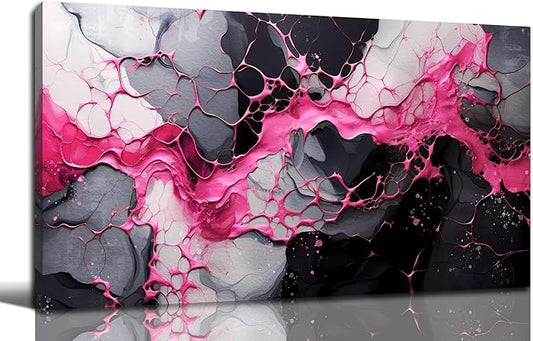 GUGIKA Abstract Wall Art for Living Room, Pink Canvas Wall-Art for Girls Bedroom, Print Paintings, Size 20x40 Inches-HomvellaHome