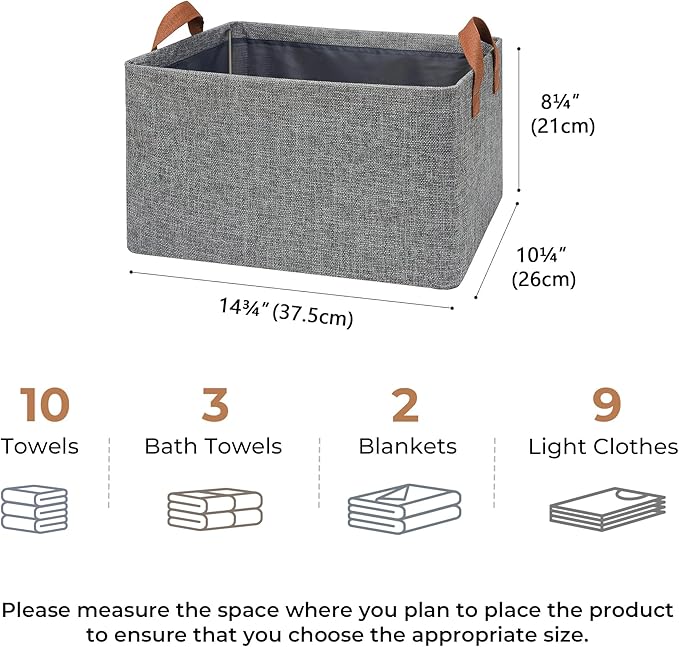 GRANNY SAYS Storage Baskets for Shelves, Closet Organizer Bins, Clothes Storage Bins with Metal Frame, Large Baskets for Organizing and Storage, Collapsible, Gray, 2-Pack-HomvellaHome