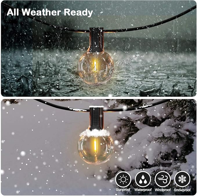 150FT LED Globe Outdoor String Lights, Dimmable Patio With 75+2 G40 Shatterproof Bulbs, Waterproof Outside Hanging, 2200K Commercial Backyard for Porch Bistro Party Balcony Garden-HomvellaHome