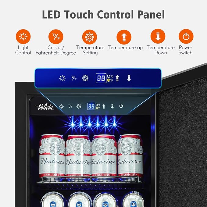 15 Inch Outdoor Beverage Refrigerator Cooler,Stainless Steel 127 Cans Beverage Fridge with French Door Under Counter Built-in or Freestanding, Perfect for Beer, Cola-HomvellaHome