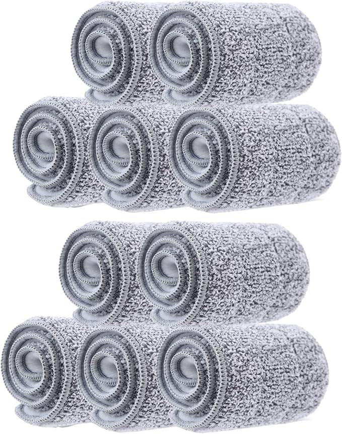 10 Pack 13 * 4.9" Generic Mop Pads Mop Head Refill Washable Wet/Dry Mops Flat Compatible with Most 11-13" Hook and Loop (Velcro) Flat Mops.System Floor Care System (10 Pack 13 * 4.9")-HomvellaHome