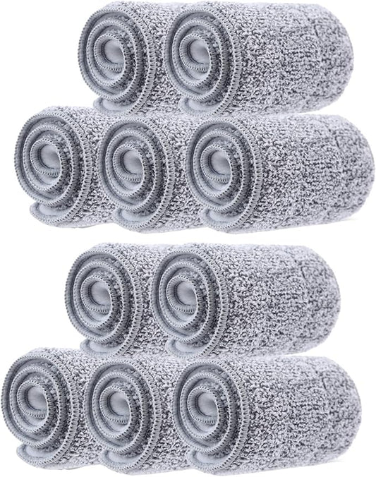 10 Pack 13 * 4.9" Generic Mop Pads Mop Head Refill Washable Wet/Dry Mops Flat Compatible with Most 11-13" Hook and Loop (Velcro) Flat Mops.System Floor Care System (10 Pack 13 * 4.9")-HomvellaHome