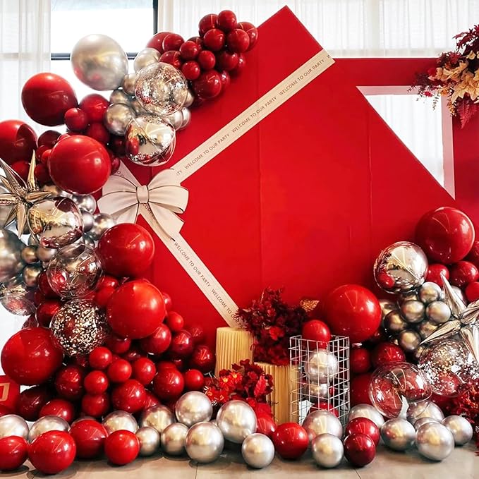 130pcs Ruby Red Balloons Different Sizes 18" 12" 10" 5" Dark Red Latex Balloon Garland Arch Kit for Birthday Baby Shower Graduation Wedding Valentine's Day Christmas Party Decorations-HomvellaHome
