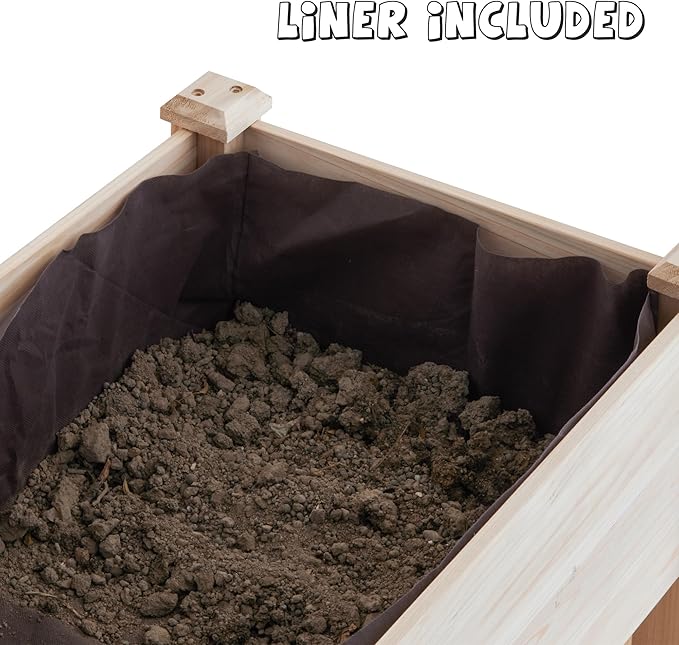 GHWIE Raised Garden Bed with Legs Elevated Wood Planter Box for Planting Vegetables Flowers Garden Patio Balcony Garden beds Outdoor with Liner-HomvellaHome