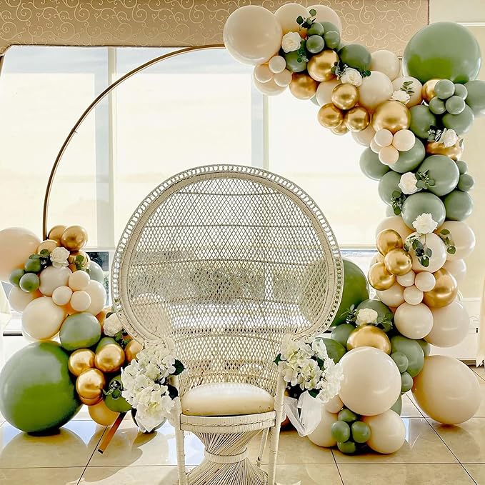 130pcs Sage Green Balloons Different Sizes 18" 12" 10" 5" Olive Green Balloons for Birthday Graduation Baby Shower Wedding Anniversary New Year Party Decorations-HomvellaHome