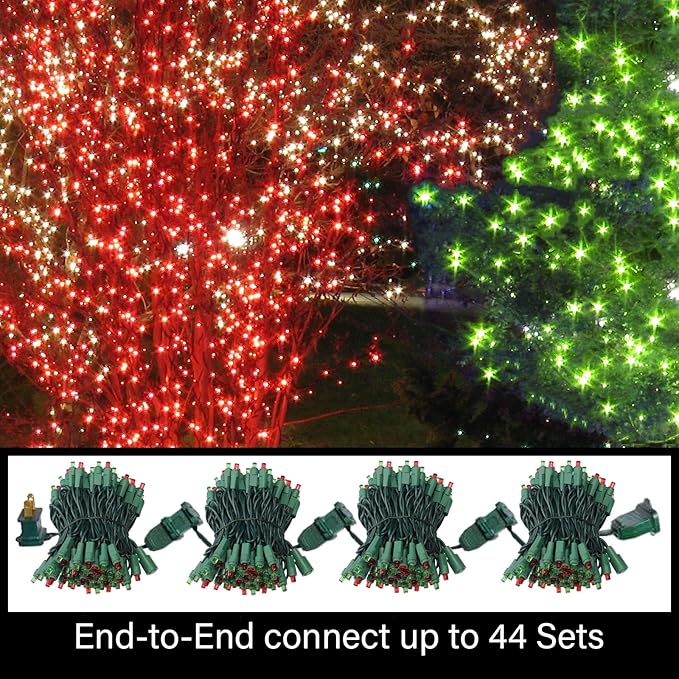100 Count Red and Green - String Lights - 21.6FT LED Christmas Lights, Mini led Lights for Indoor Outdoor Home Holiday Party Wedding Independence Day Decoration-HomvellaHome