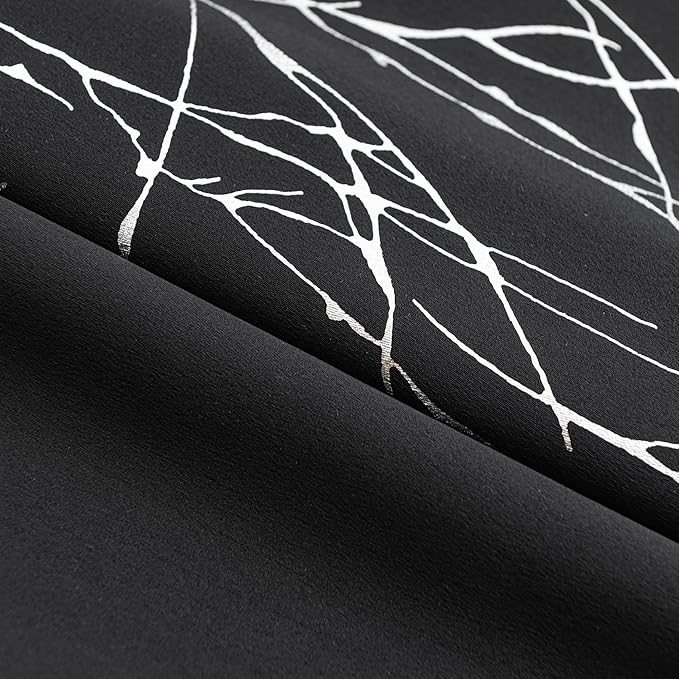 Grommets Blackout Long Window Curtains Black Silver-52W*108L 2PCS Drapes for Bedroom-HomvellaHome