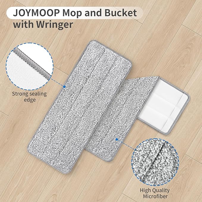 10Pcs Joymoop Mop Replacement Pads, 13 * 4.9'' Universal Mop Pads Mop Head Refills Washable Wet Mop, Compatible with Most 11-13” Size Mops，-HomvellaHome