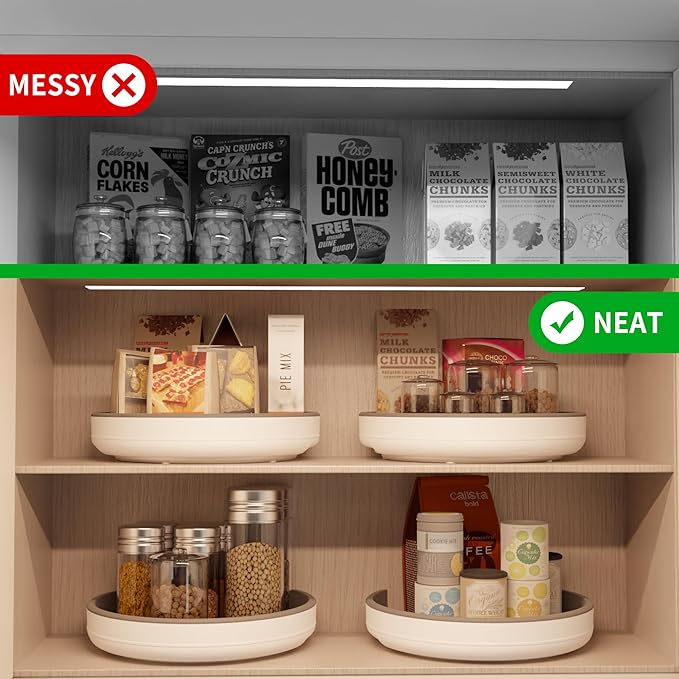 2 Pack 10 Inch Non-Skid Lazy Susan Turntable Organizers - Spinning Rack for Pantry Organization and Storage, Kitchen, Cabinet, Fridge, Bathroom Vanity, Countertop, Under Sink Organizing, Spice Rack-HomvellaHome