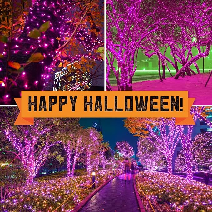 150LIGHTS Purple Extra-Bright with End Connectors Halloween Decorative Lights 9.72m UL Certified Mini String Light Set Waterproof for Halloween Home Garden Christmas Tree Party Patio Wedding-HomvellaHome