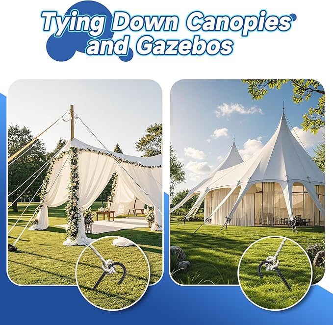 12 Inch Heavy Duty Rebar Stakes, 20-Pack Galvanized Steel J Hook Tent Stakes for Outdoor Decorations, Inflatables, Fencing, Gardening, Gazebo and Swing Set Anchors-HomvellaHome