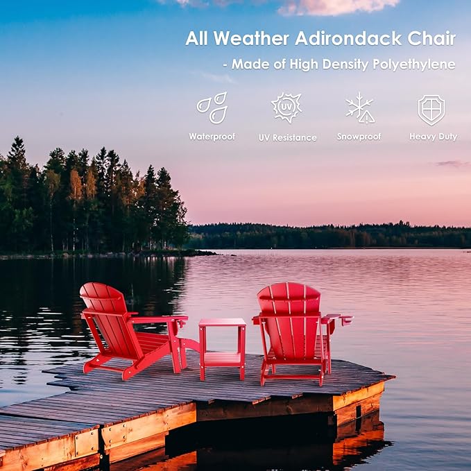 GREENVINES Adirondack-Ottoman | Set of 2 | HDPE Plastic | Outdoor Footrest | All Weather | Foot Rest | Foot Stool | Red | for Adirondack Chair | for Patio Backyard Pool-HomvellaHome