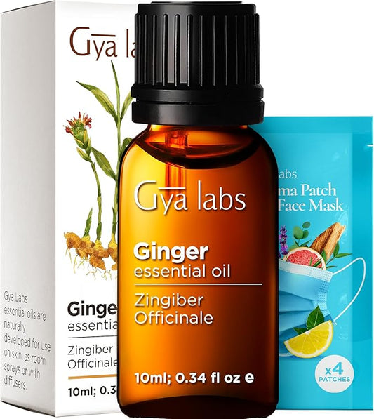 Gya Labs Ginger Essential Oil - 0.34 Fl Oz - Ginger Oil for Massage, Diffuser, Hair, Skin, Body & Candle Making Scent-HomvellaHome