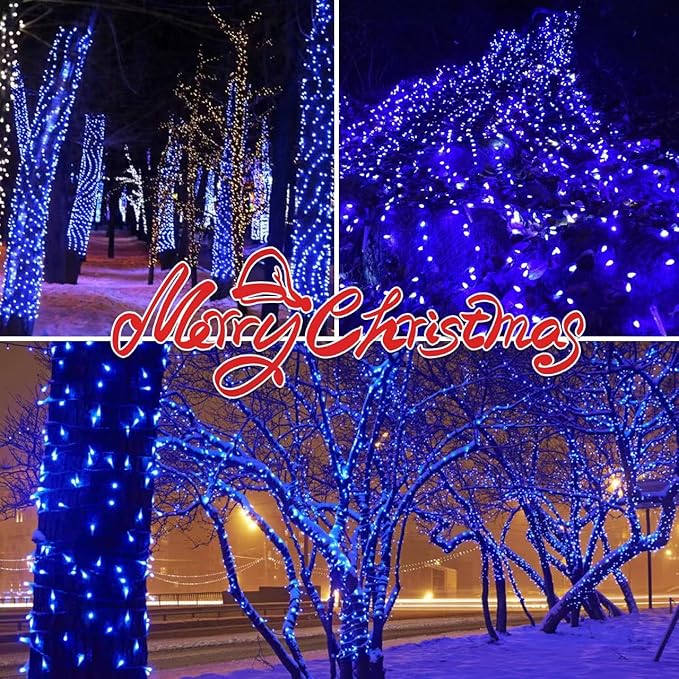 100LIGHTS BLUE Extra-Bright With End Connectors Christmas Decorative Lights 5.98m UL Certified Mini String Light Set Waterproof for Home Garden Holiday Christmas Tree Party Patio Decor Wedding-HomvellaHome