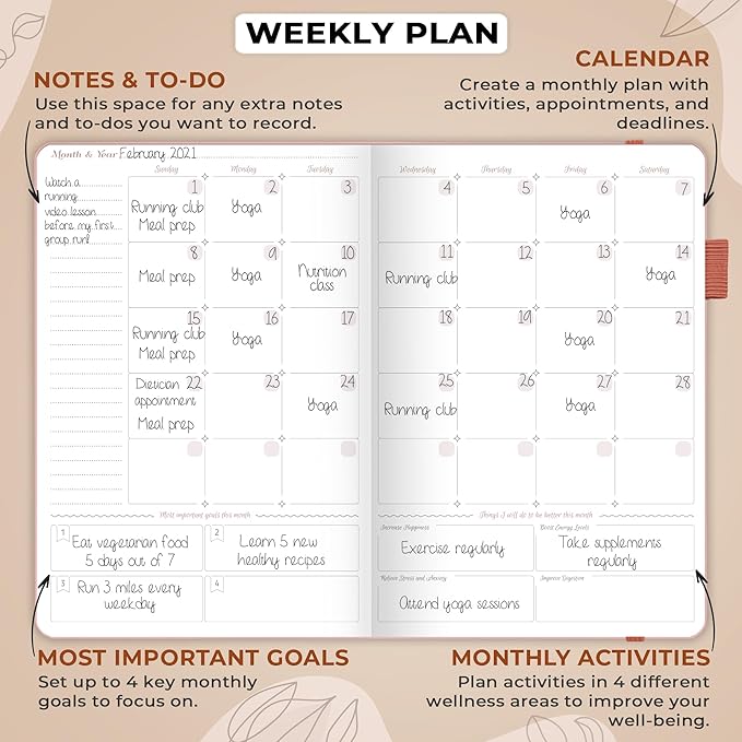 GoGirl Food Journal & Wellness Planner –– Diet & Fitness Diary – Nutrition Journal with Meal, Exercise & Weigh Loss Tracker, A5 (Rose Gold)-HomvellaHome