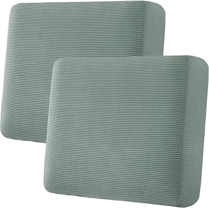 H.VERSAILTEX Super Stretch Individual Seat Cushion Covers Sofa Covers Couch Sets Slipcover Thick Jacquard Textured Twill Fabric (2 Piece Large Sofa Cushion Covers, Sage)-HomvellaHome
