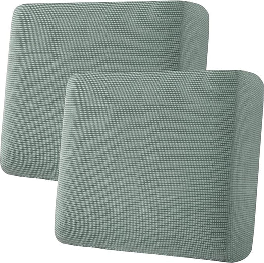 H.VERSAILTEX Super Stretch Individual Seat Cushion Covers Sofa Covers Couch Sets Slipcover Thick Jacquard Textured Twill Fabric (2 Piece Large Sofa Cushion Covers, Sage)-HomvellaHome