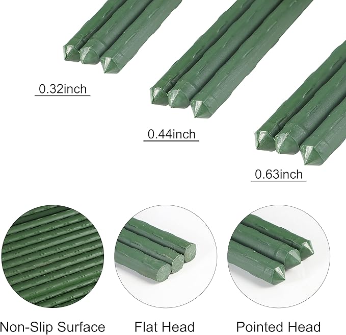 Garmeinea Garden Stakes 36 Inches Plastic Coated Steel Plant Stakes for Growing Climbing Plants, Pack of 25-HomvellaHome