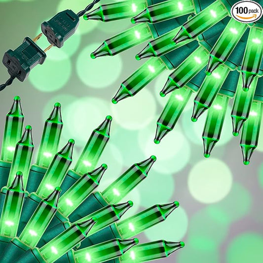 100LIGHTS Green Extra-Bright with End Connectors Christmas Decorative Lights 5.98m UL Certified Mini String Light Set Waterproof for Home Garden Holiday Christmas Tree Party Patio Wedding-HomvellaHome