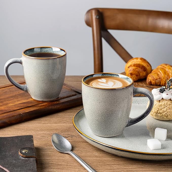 GBHOME Ceramic Coffee Mugs Set of 6, 12oz Stoneware Coffee Mugs Set For Dad Mom Women MEN, Light Weight Coffee Cups for Latte/Tea/Beer/Hot Cocoa, Dishwasher & Microwave Safe-HomvellaHome