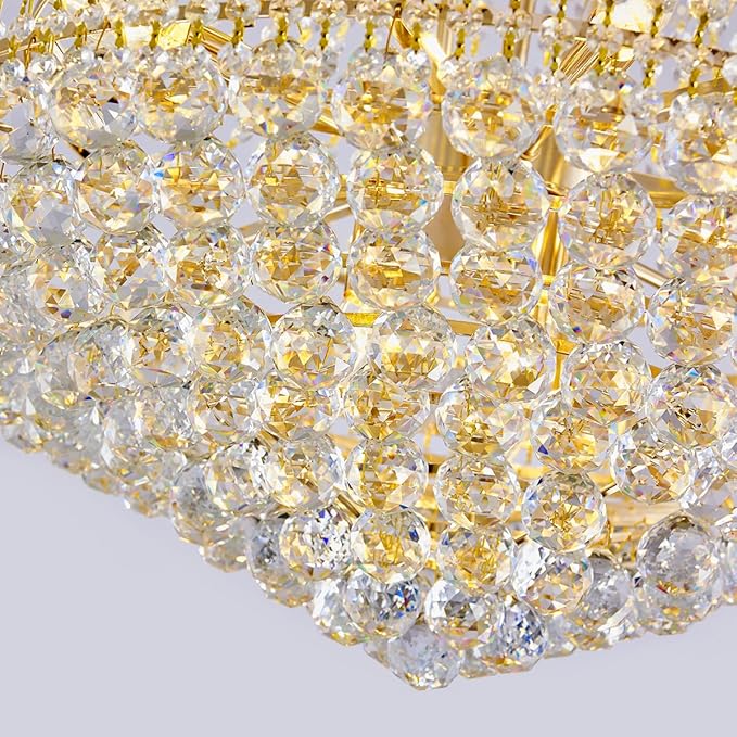 19-Lights High Ceiling Chandelier Modern Gold Crystal Chandeliers Large Foyer Chandelier Fixtures for Staircase Living Room Hallway Entryway (H47 x W31.5)-HomvellaHome