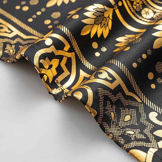 Grommets Blackout Long Window Curtains Black Gold-52W*95L 2PCS Drapes for Bedroom-HomvellaHome