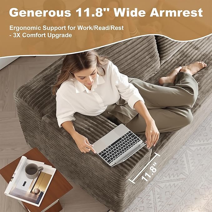 136" Sectional Couches for Living Room Modern Modular Sofa with L-Shape Couchs Upholstered Boneless Couch Deep Seat Sectional Couch with Chaise (Camel, Right Facing Chaise+3Seaters)-HomvellaHome