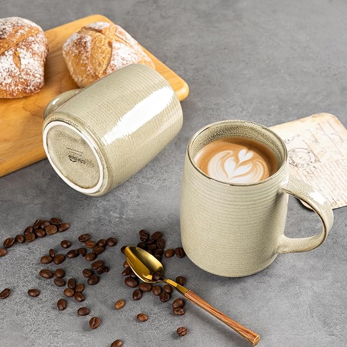 GBHOME Large Coffee Mugs Set of 4, 18oz Handmade Ceramic Coffee Mugs Set with Gradient color for Latte/Tea/Beer/Hot Cocoa, Dishwasher & Microwave Safe, Cappuccino-HomvellaHome