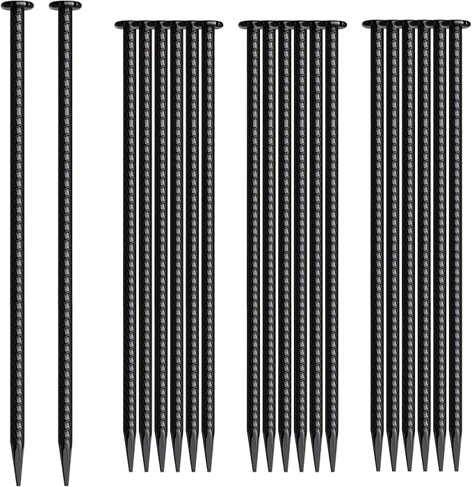 16 Inch Rebar Stakes 20 Pack Heavy Duty Ground Anchors 1/2 Inch Diameter Galvanized Steel Asphalt Anchoring Metal Spikes for Speed Bump, Parking Curb and Camping Tent-HomvellaHome