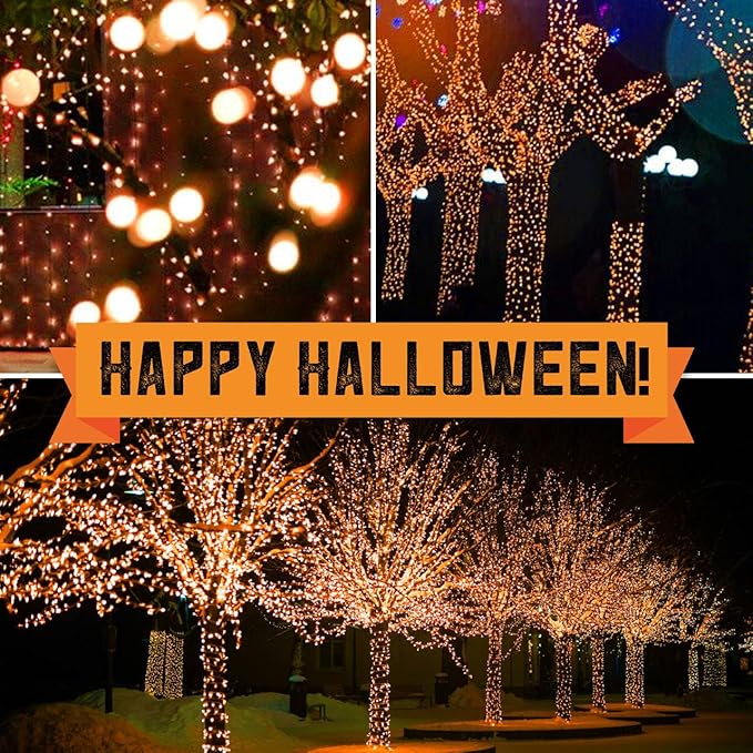 100LIGHTS Orange Extra-Bright with End Connectors Halloween Decorative Lights 5.98m UL Certified Mini String Light Set Waterproof for Halloween Home Garden Christmas Tree Party Patio Wedding-HomvellaHome