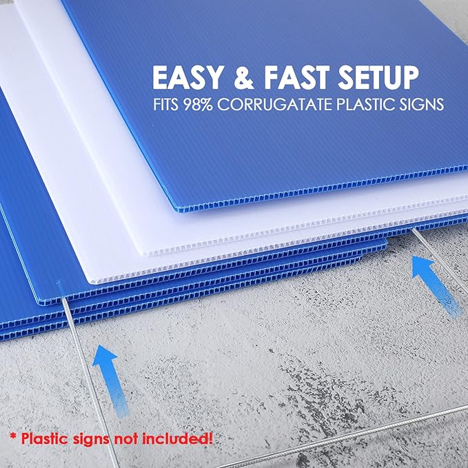 12 Pcs H Stakes for Yard Signs 30'' x 10'' Metal Heavy Duty H Frame Wire Stakes Weatherproof Metal Holder for 4mm 5mm Corrugated Signs Advertising Board Guidepost Yard Halloween Decor-HomvellaHome