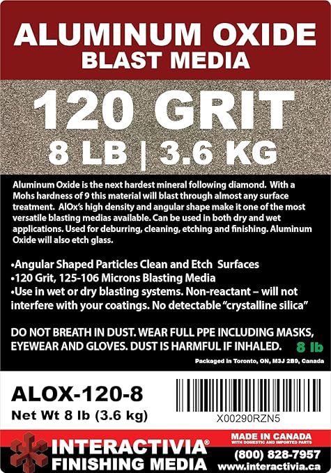 #120 Aluminum Oxide - 8 LBS - Fine Sand Blasting Abrasive Media for Blasting Cabinet and Blasting Guns.