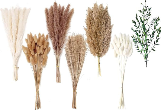 123 PCS Dried Flower Bouquet – Pampas Grass, Floral Decor for Home, Wedding, and Boho Style | Perfect for Vases, Fall, Spring, Summer, and Winter Arrangements-HomvellaHome
