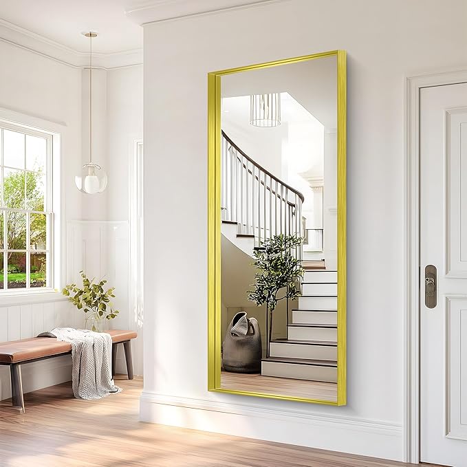Gold Bathroom Mirror, 72x30 Inch Rectangular Framed Mirror, Large Wall Mounted Bathroom Vanity Mirror Over Sink for Bedroom,Restroom, Living Room, Hangs Vertically or Horizontally-HomvellaHome