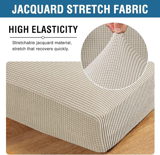 H.VERSAILTEX Super Stretch Individual Seat Cushion Covers Sofa Covers Couch Cushion Covers Slipcover Sets Thick Jacquard Textured Twill Fabric (1 Piece Sofa Cushion Cover, Island Fossi)-HomvellaHome