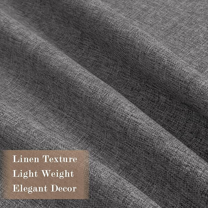 100" W x 84" L Faux Linen Room Divider Curtains, Full Blackout Pinch Pleated Drapes for Traverse Rod, Bedroom Divider Privacy Drapery with Hooks for Ceiling Track, 1 Panel, Natural Grey-HomvellaHome