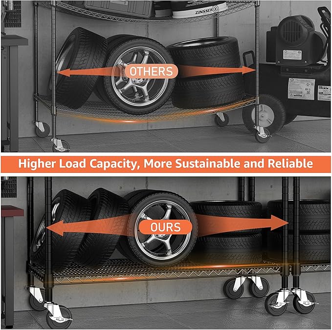 Garage Shelving 5 Tier Industrial Metal Shelving Units for Commercial, Basement, Pantry, Warehouse, School, Black Heavy Duty Easy Assembly 23.6" D x 53.2" W x 73.6" H-HomvellaHome