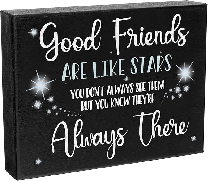 Good Friends Are Like Stars Wooden Sign – Sentimental Gift for Best Friend, Rustic Wall Hanging Decor, Friendship Keepsake, American Made, Thoughtful Birthday-HomvellaHome