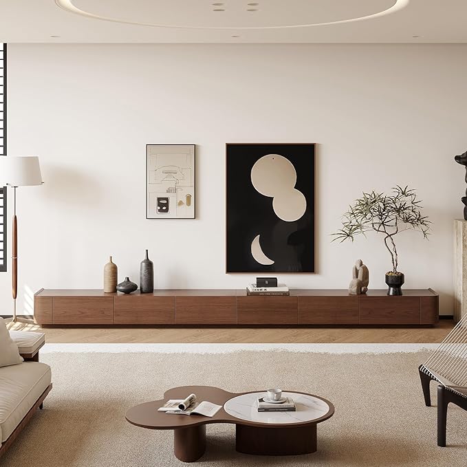 134" Farmhouse TV Unit - Large Wood Entertainment Center with Storage Drawers for 75"+ TVs, Home Office Floor Console-HomvellaHome