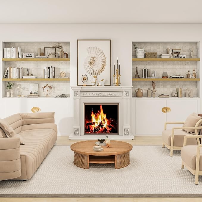 12 Inch Deep Floating Shelves 55 inch Long, 55 x 12 Wide Wall Shelves with Invisible Brackets, Heavy Duty Shelf for Bedroom Bathroom Living Room Kitchen Office Home Decor, Modern Shelf Set of 2, Oak-HomvellaHome