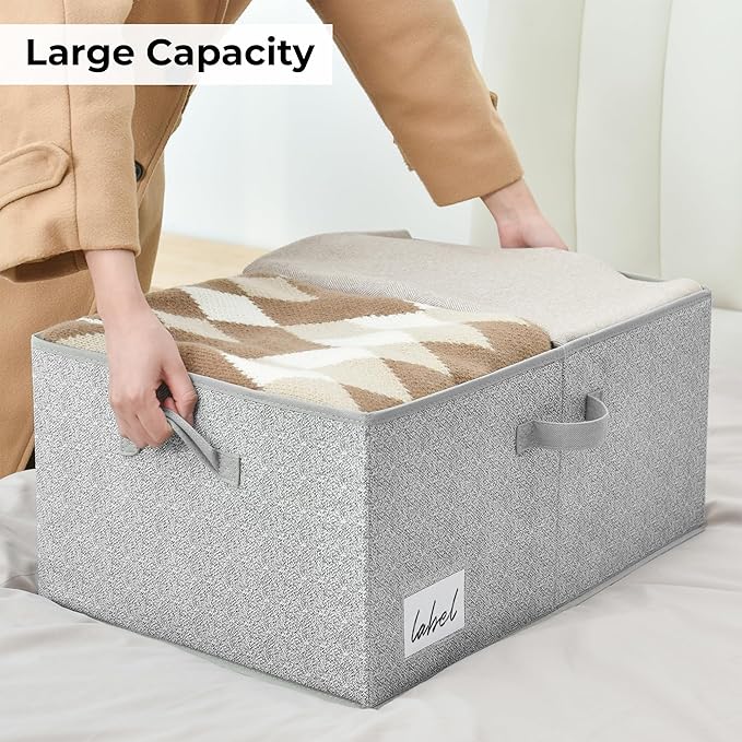 GRANNY SAYS Large Storage Bins with Lids, Decorative Storage Box for Shelves, Fabric Storage Bins Foldable, Storage Basket for Clothes, Keepsake Box, Jumbo, Gray, 2-Pack-HomvellaHome