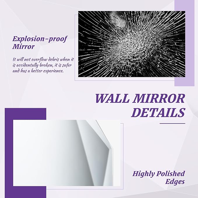 Bathroom Mirror for Wall, 26" x 38" Arched Mirror, Bathroom Vanity Mirror, Beveled Edge Frameless Wall Mount Vanity Mirrors, Wall Mirrors Decorative, Irregular Beveled Edge Mirror-HomvellaHome