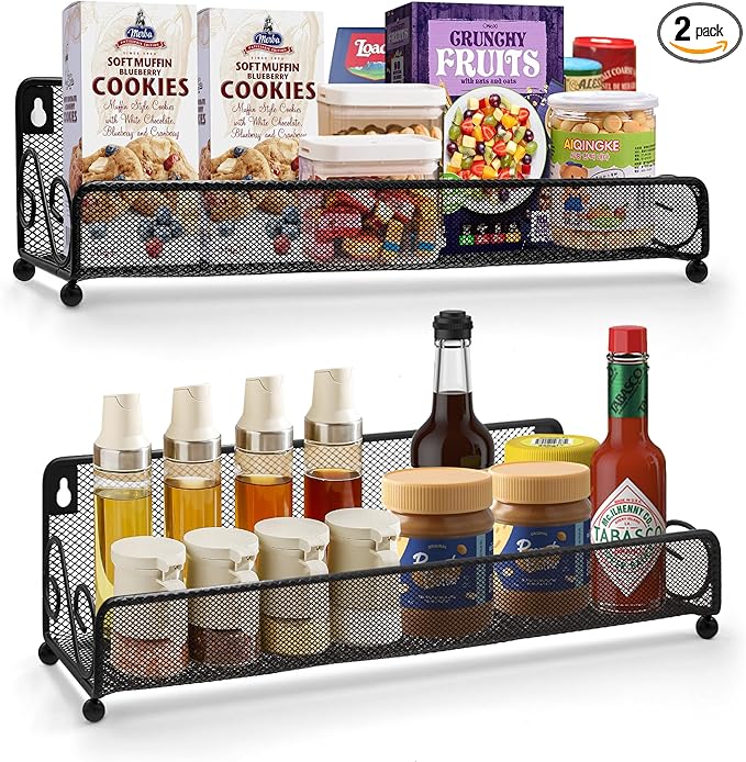 2 pack spice rack organizer for wall mounted or countertop, Jars Storage Organizer, Cabinet Holder, kitchen metal spice seasoning storage for RVs, Cabinet, Pantry Doors, Bathroom, Shower, Home Decor-HomvellaHome