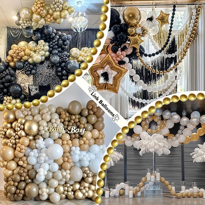 Gold Quick Link Balloons, 60PCS Linking for Balloon Wall Arch Chains, 6inch Linkable for Wedding Birthday Baby Shower Engagement Graduation Party Decorations-HomvellaHome