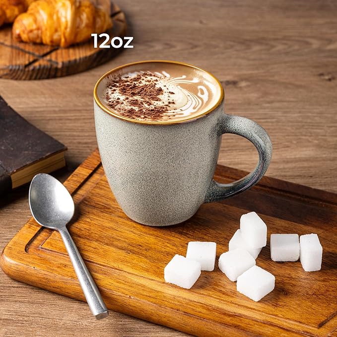 GBHOME Ceramic Coffee Mugs Set of 6, 12oz Stoneware Coffee Mugs Set For Dad Mom Women MEN, Light Weight Coffee Cups for Latte/Tea/Beer/Hot Cocoa, Dishwasher & Microwave Safe-HomvellaHome