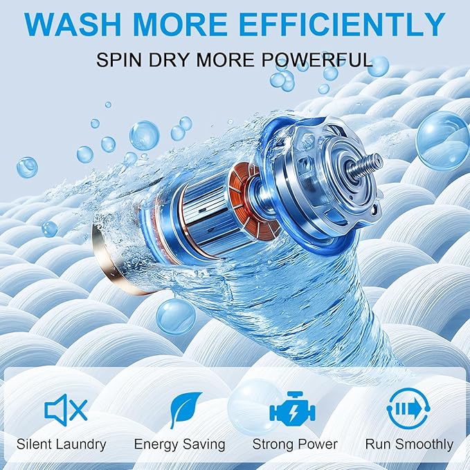 17Lbs Portable Washing Machine with10 Washing Programs, 2.2 Cu. Ft. Full Automatic Washer and Spinner Combo, Compact Laundry Washer Spinner for Apartment RV Dorm (2.2Cu. Ft)-HomvellaHome