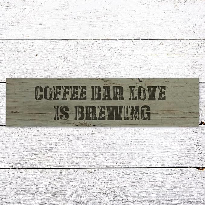 Generic Funny Wood Sign Coffee Bar Love is Brewing Rustic Wooden Hanging Sign Home Farmhouse Kitchen Wall Decoration 16 x 6 Inch-HomvellaHome