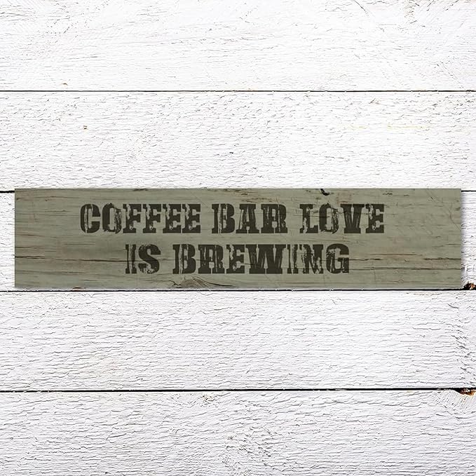 Generic Funny Wood Sign Coffee Bar Love is Brewing Rustic Wooden Hanging Sign Home Farmhouse Kitchen Wall Decoration 16 x 4 Inch-HomvellaHome